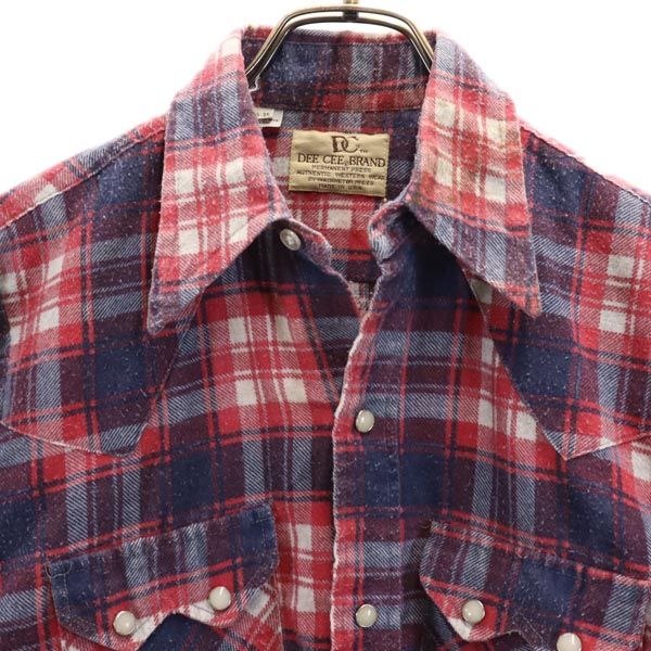 DEECEE BRAND ディーシーブランド 80s ヴィンテージ USA製 チェック 長袖 ウエスタンシャツ 14 1/2 ネイビー系 メンズ