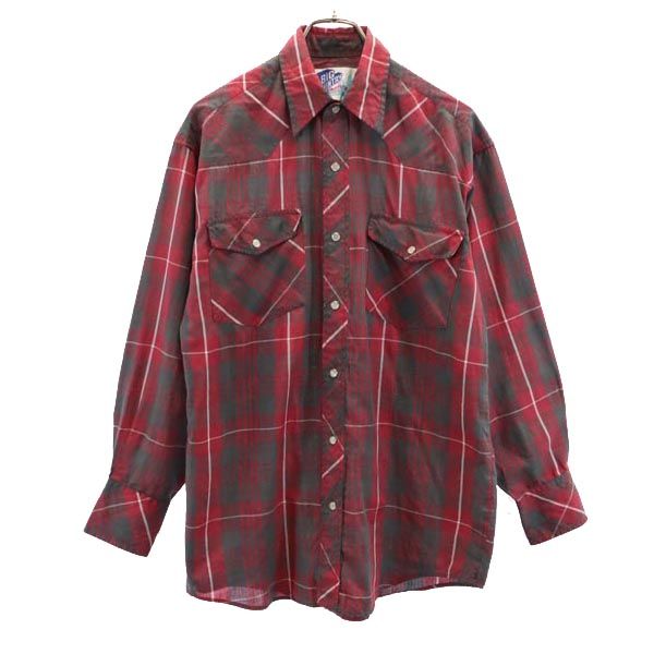 BIG COUNTRY ビッグカントリー 80s チェック 長袖 ウエスタンシャツ M レッド系 メンズ