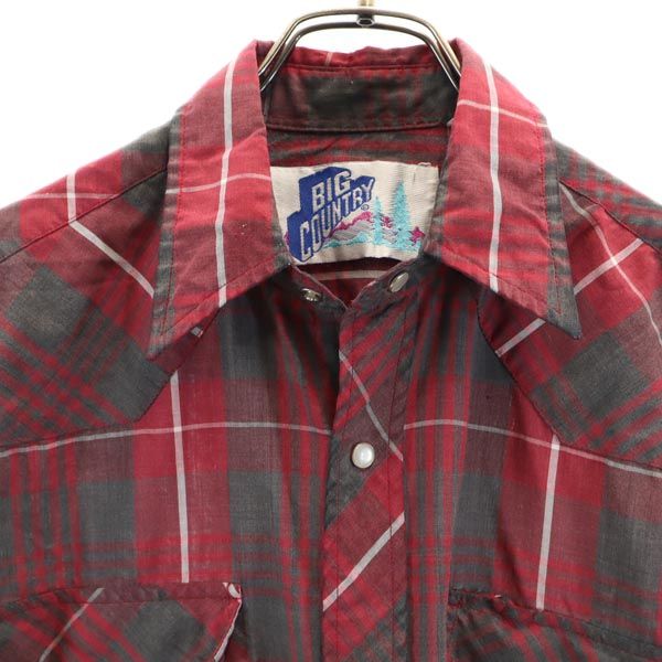 BIG COUNTRY ビッグカントリー 80s チェック 長袖 ウエスタンシャツ M レッド系 メンズ
