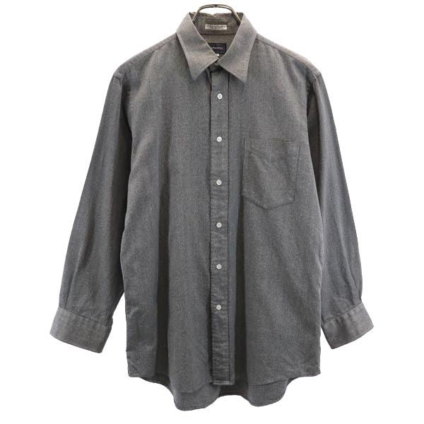 Burberrys バーバリーズ 90s オールド 三陽商会 日本製 ヘリンボーン柄 長袖 シャツ 39-80 ブラック系 メンズ