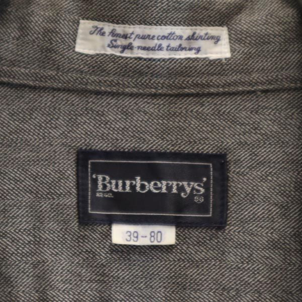 Burberrys バーバリーズ 90s オールド 三陽商会 日本製 ヘリンボーン柄 長袖 シャツ 39-80 ブラック系 メンズ