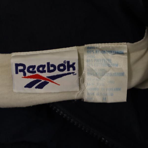 Reebok リーボック 90s オールド バックロゴ刺繍 ナイロンジャケット M アイボリー×ネイビー メンズ