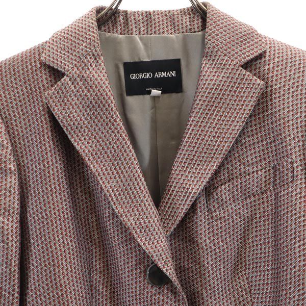 ジョルジオアルマーニ イタリア製 シルクブレンド 総柄 テーラードジャケット 44 赤系 GIORGIO ARMANI レディース