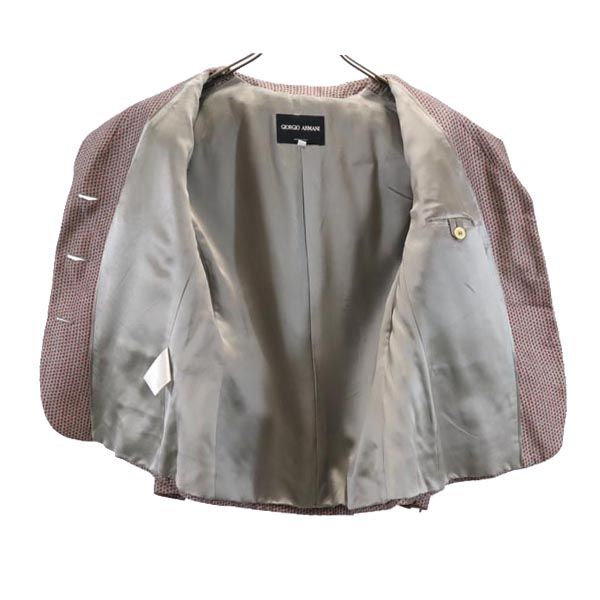 ジョルジオアルマーニ イタリア製 シルクブレンド 総柄 テーラードジャケット 44 赤系 GIORGIO ARMANI レディース