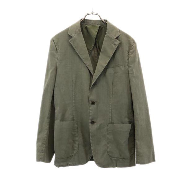 ASPESI アスペジ イタリア製 ストライプ柄 テーラードジャケット カーキ×ホワイト メンズ