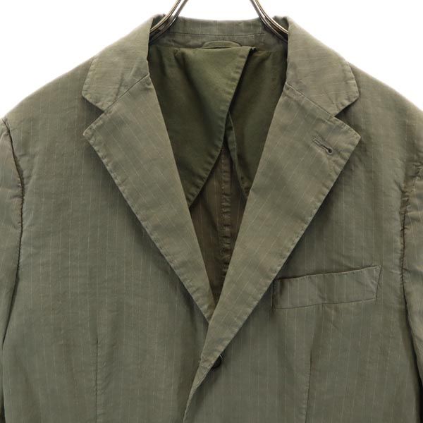 ASPESI アスペジ イタリア製 ストライプ柄 テーラードジャケット カーキ×ホワイト メンズ