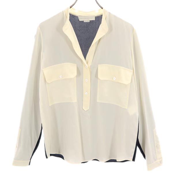 Stella McCartney ステラマッカートニー シルク 長袖 スキッパーカラー ブラウス 36 黒系 レディース