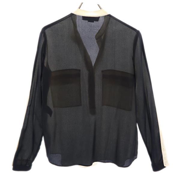 Stella McCartney ステラマッカートニー シルク 長袖 スキッパーカラー ブラウス 36 黒系 レディース