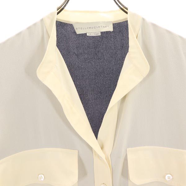 Stella McCartney ステラマッカートニー シルク 長袖 スキッパーカラー ブラウス 36 黒系 レディース