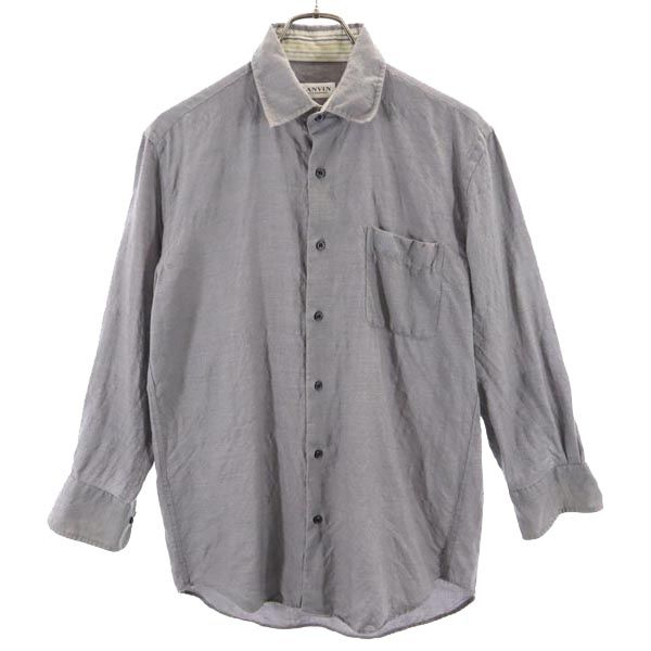 LANVIN ランバン 日本製 ウール 長袖 シャツ M グレー系 メンズ