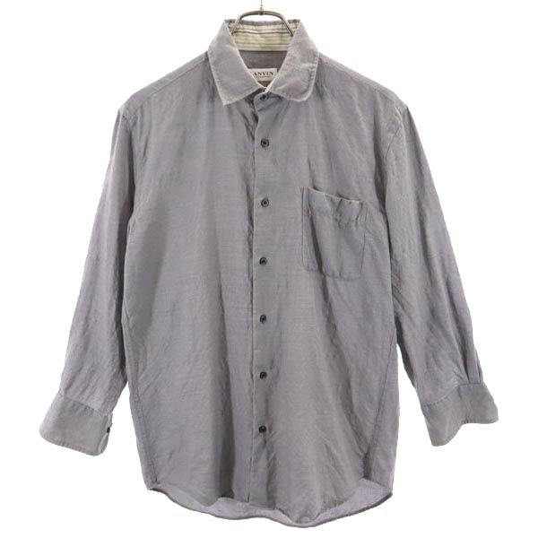LANVIN ランバン 日本製 ウール 長袖 シャツ M グレー系 メンズ