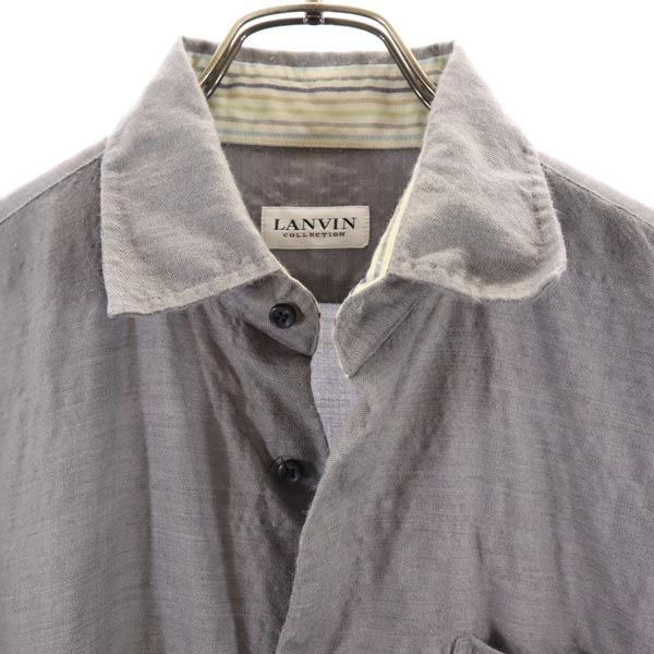 LANVIN ランバン 日本製 ウール 長袖 シャツ M グレー系 メンズ