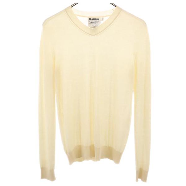 JIL SANDER ジルサンダー イタリア製 カシミヤブレンド 長袖 Vネック セーター 34 ベージュ系 ニット メンズ