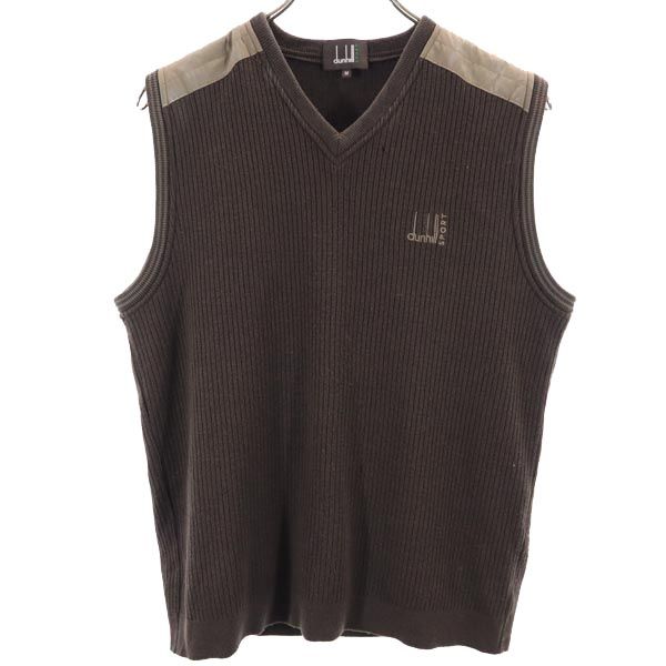Dunhill ダンヒル 日本製 デサント ウール ニットベスト M ブラウン系 SPORT メンズ