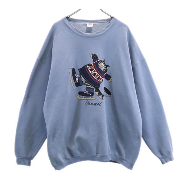 Crazy Shirt クレイジーシャツ 90s オールド 長袖 スウェット トレーナー XL ブルー系 裏起毛 メンズ