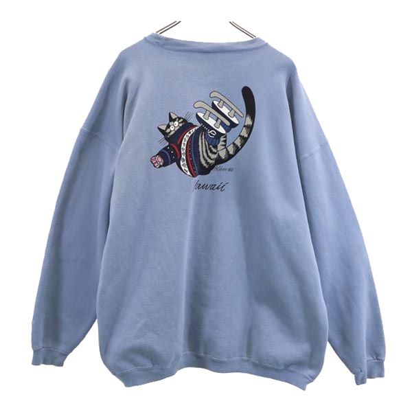 Crazy Shirt クレイジーシャツ 90s オールド 長袖 スウェット トレーナー XL ブルー系 裏起毛 メンズ