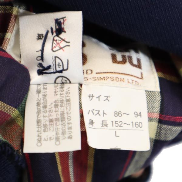 ダックス リネン チェック ジャケット L ネイビー系 DAKS 肩パッド レディース