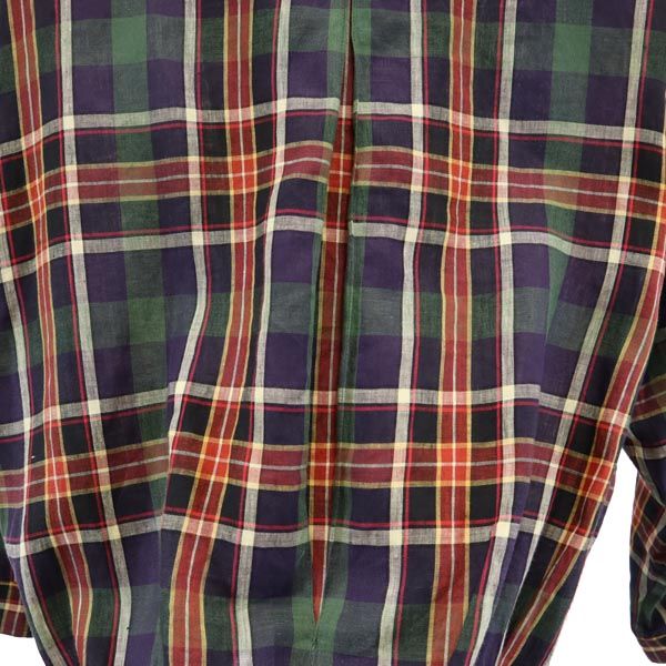 ダックス リネン チェック ジャケット L ネイビー系 DAKS 肩パッド レディース