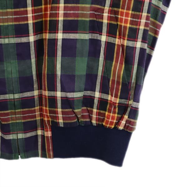 ダックス リネン チェック ジャケット L ネイビー系 DAKS 肩パッド レディース