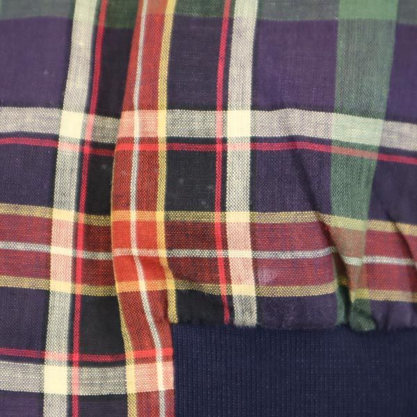 ダックス リネン チェック ジャケット L ネイビー系 DAKS 肩パッド レディース