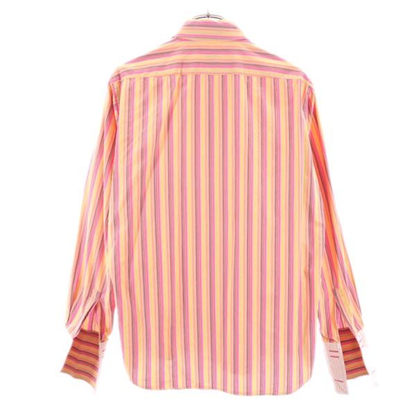 BOSS ボス ストライプ柄 長袖 シャツ M ピンク系 ダブルカフス メンズ
