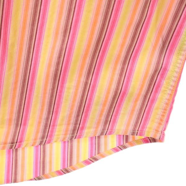 BOSS ボス ストライプ柄 長袖 シャツ M ピンク系 ダブルカフス メンズ