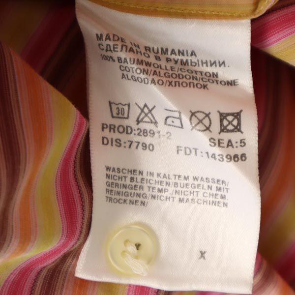 BOSS ボス ストライプ柄 長袖 シャツ M ピンク系 ダブルカフス メンズ