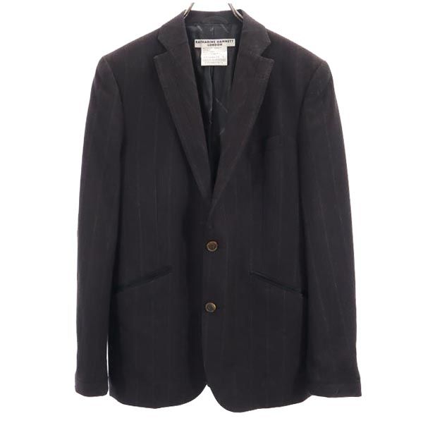 KATHARINE HAMNETT キャサリンハムネット ウールブレンド ストライプ テーラードジャケット L グレー系 メンズ