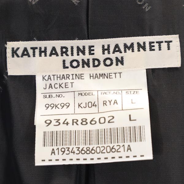 KATHARINE HAMNETT キャサリンハムネット ウールブレンド ストライプ テーラードジャケット L グレー系 メンズ