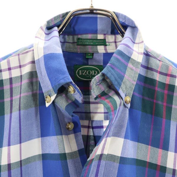 IZOD アイゾッド 90s オールド チェック 長袖 ボタンダウンシャツ M ブルー メンズ