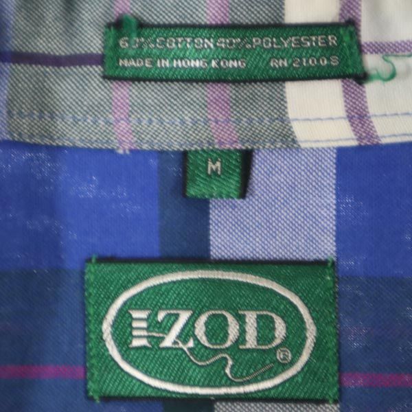IZOD アイゾッド 90s オールド チェック 長袖 ボタンダウンシャツ M ブルー メンズ
