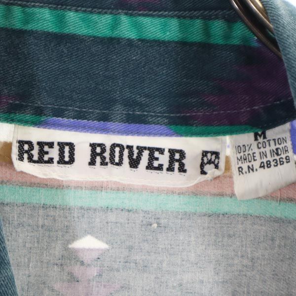 RED ROVER 90s オールド 総柄 長袖 シャツ M グリーン系 RED ROVER レディース