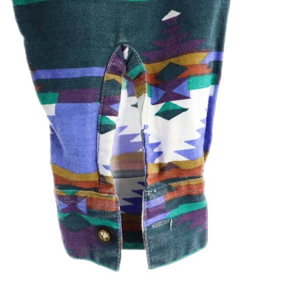 RED ROVER 90s オールド 総柄 長袖 シャツ M グリーン系 RED ROVER レディース