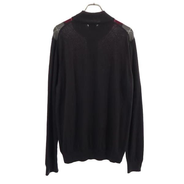 LACOSTE ラコステ 日本製 ウール アーガイル ニットジャケット 5 ブラウン系 メンズ