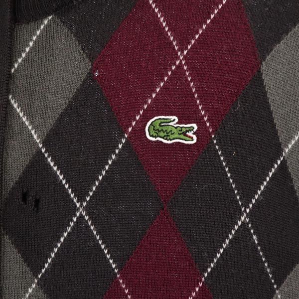 LACOSTE ラコステ 日本製 ウール アーガイル ニットジャケット 5 ブラウン系 メンズ