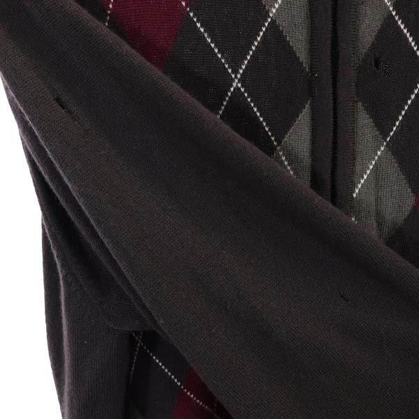 LACOSTE ラコステ 日本製 ウール アーガイル ニットジャケット 5 ブラウン系 メンズ