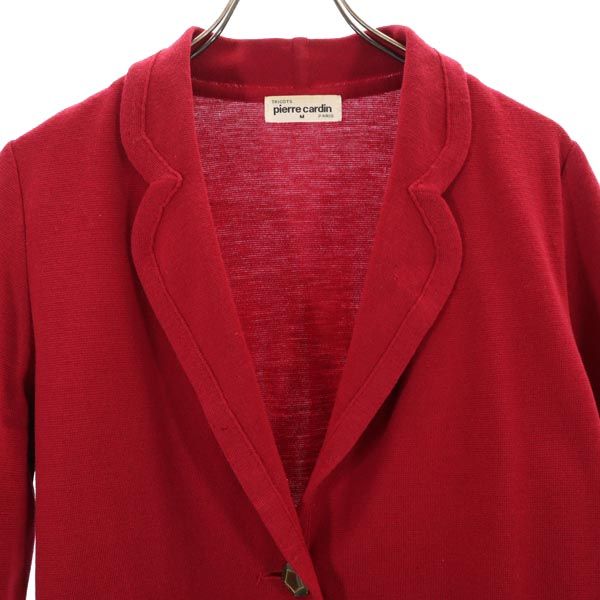 Pierre Cardin ピエールカルダン ウール ニット テーラードジャケット M レッド レディース