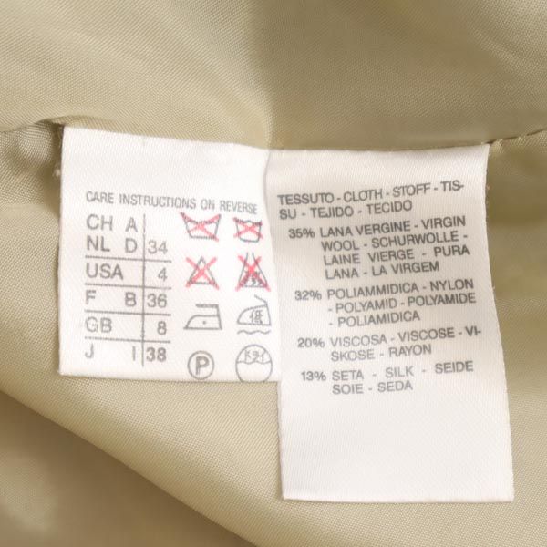 MAX MARA マックスマーラ イタリア製 ウール シルクブレンド ヘリンボーン柄 テーラードジャケット 38 カーキ系 レディース