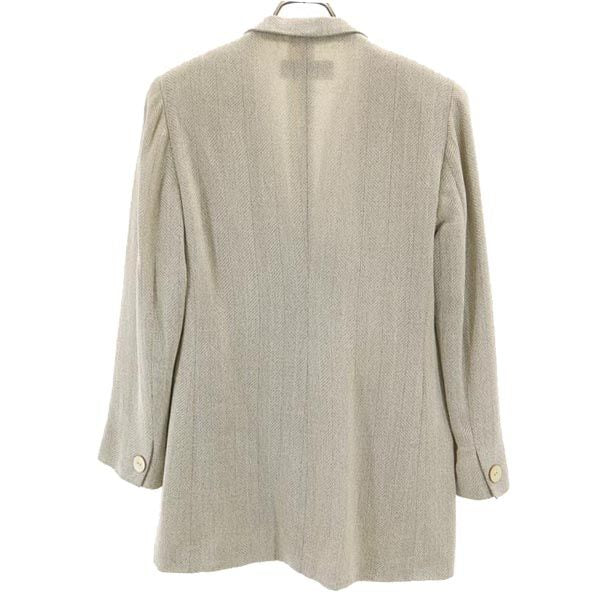 MAX MARA マックスマーラ イタリア製 ウール シルクブレンド ヘリンボーン柄 テーラードジャケット 38 カーキ系 レディース
