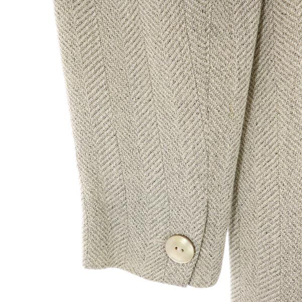 MAX MARA マックスマーラ イタリア製 ウール シルクブレンド ヘリンボーン柄 テーラードジャケット 38 カーキ系 レディース