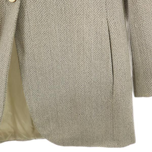 MAX MARA マックスマーラ イタリア製 ウール シルクブレンド ヘリンボーン柄 テーラードジャケット 38 カーキ系 レディース