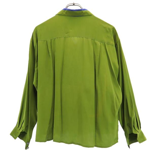 ANNE KLEIN アンクライン 90s オールド シルク 長袖 シャツ 8 グリーン系 ブラウス レディース