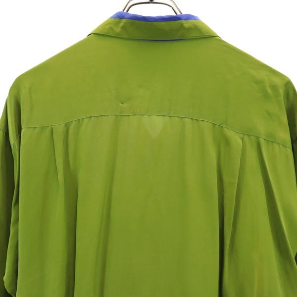 ANNE KLEIN アンクライン 90s オールド シルク 長袖 シャツ 8 グリーン系 ブラウス レディース