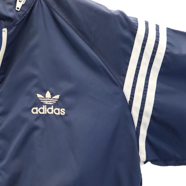 アディダス 70s 80s ヴィンテージ デサント製 トレフォイルロゴ ナイロンジャケット S ネイビー系 adidas メンズ