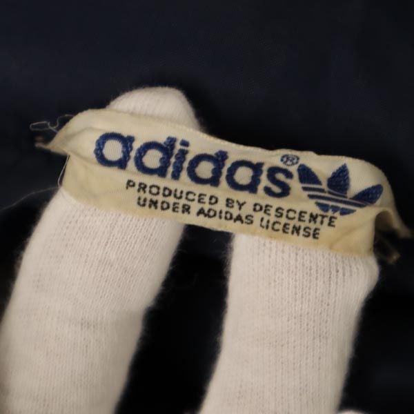 アディダス 70s 80s ヴィンテージ デサント製 トレフォイルロゴ ナイロンジャケット S ネイビー系 adidas メンズ