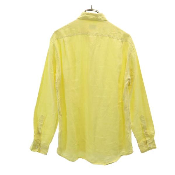 LACOSTE ラコステ リネン 長袖 ボタンダウンシャツ 4 イエロー メンズ