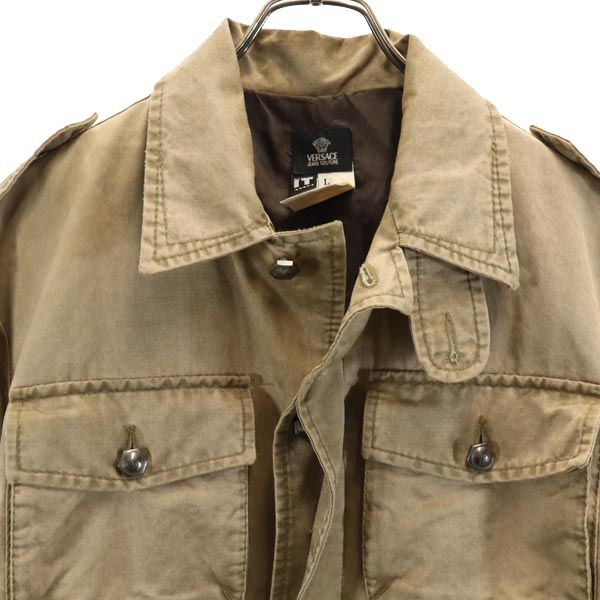 ヴェルサーチジーンズクチュール イタリア製 ミリタリージャケット L ベージュ系 フィールド メンズ