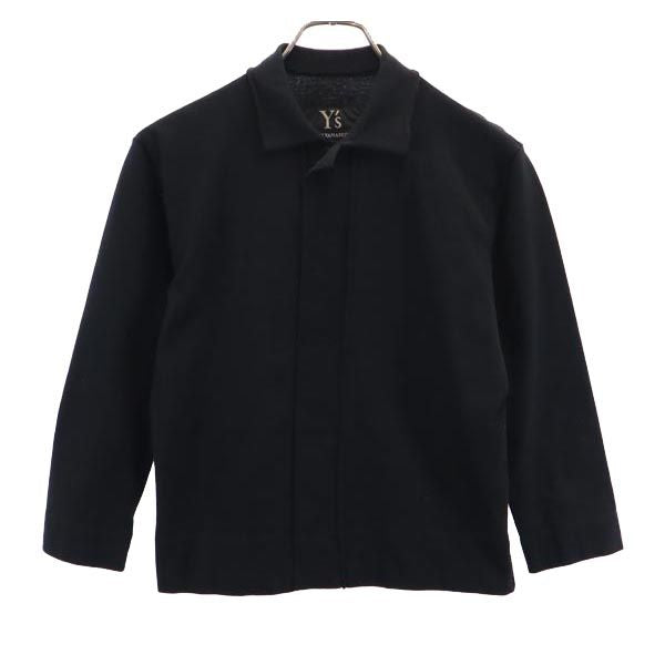 Yohji Yamamoto ヨウジヤマモト 7分袖 襟付き カーディガン 2 ブラック レディース