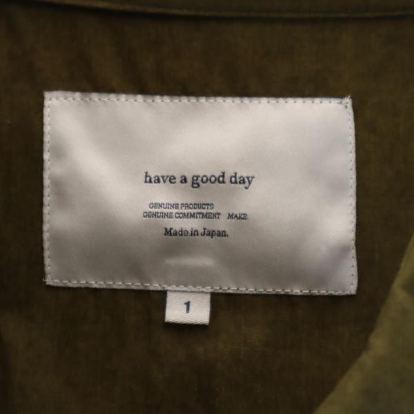 have a good day ハブアグッドデイ 日本製 ミリタリージャケット 1 カーキ レディース