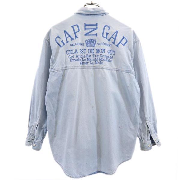 GAP ギャップ 90s オールド バック刺繍 長袖 デニムシャツ メンズ